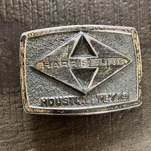 Vintage Harrisburg Oilfield Oil Houston Texas Brass Tone Belt Buckle